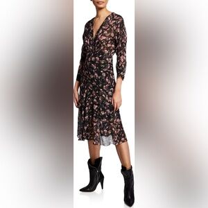 IRO temper floral long sleeve midi dress